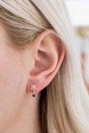 Heliophilia Silver Pendientes de Plata de Ley 925 en Oro Rosa y Negro
